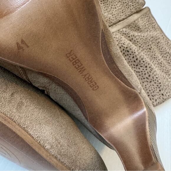Gerry Weber stacked heeled boots tan suede real leather  size 41 EU - Picture 3 of 13